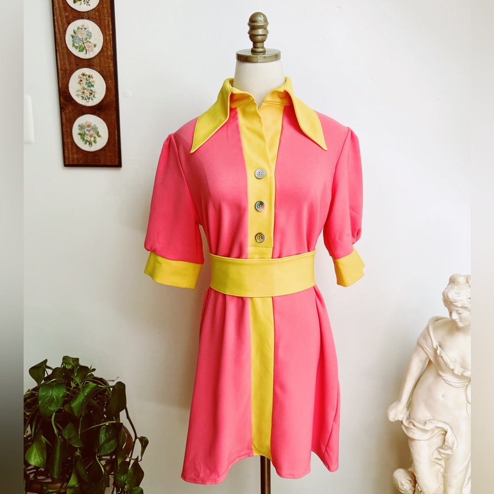 Dorothy Zudora Goldie 70s Butterfly Collar Shirt Dress size 2 NWT XS
